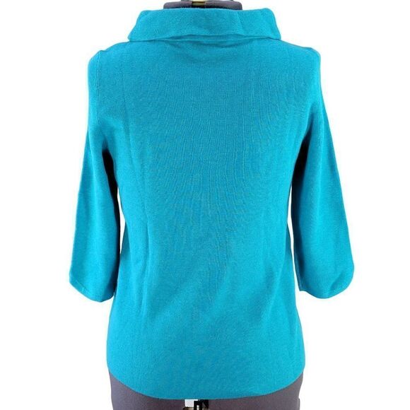NWOT Talbots Teal Cowl Neck Sweater Sz MP - Picture 3 of 7